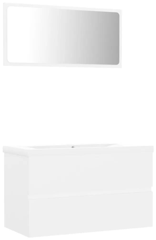 3071594 vidaXL Set mobilier de baie, alb, lemn prelucrat