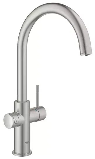 Baterie bucatarie Grohe Blue Home crom periat Supersteel pipa tip C si Starter Kit