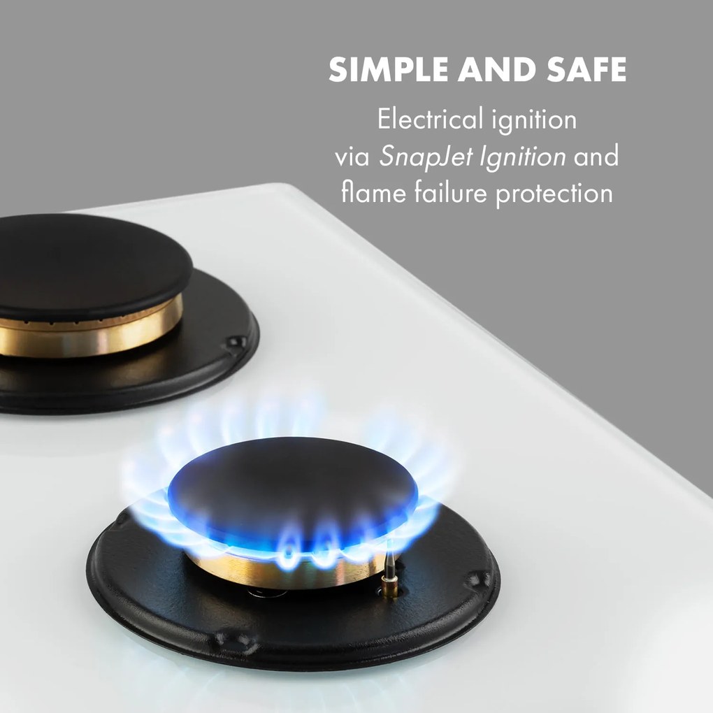 Goldflame 5, aragaz pe gaz, 5 arzătoare, arzătoare din alamă, ceramică din sticlă