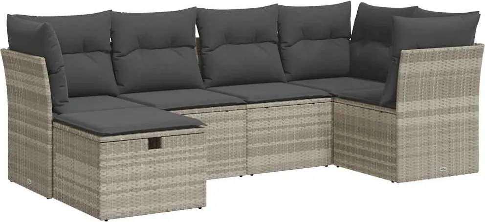 vidaXL Set canapele de grădină cu perne, 6 piese gri deschis poliratan