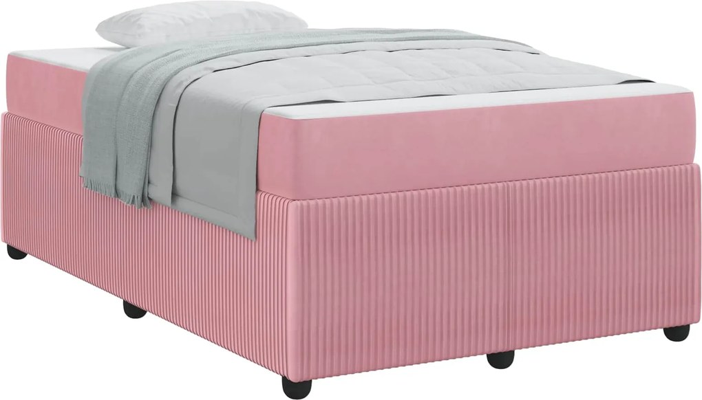 vidaXL Cadru de pat cu saltea Roz 120 x 190 cm țesătură