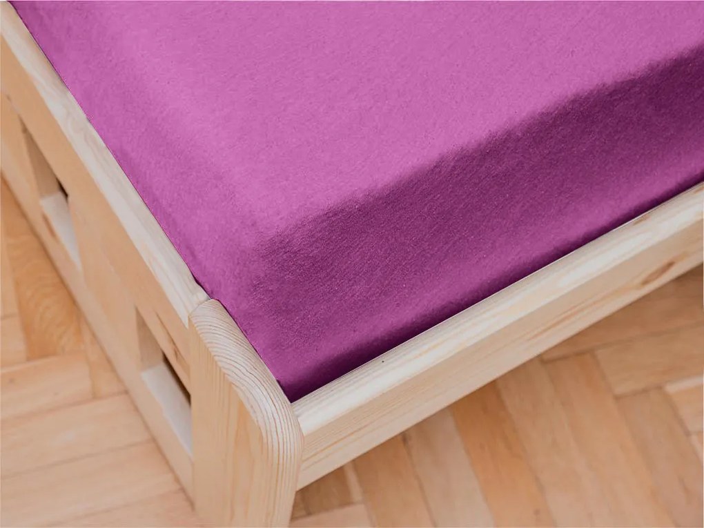 Cearceaf jersey pentru patut copii violet inchis 70x140 cm