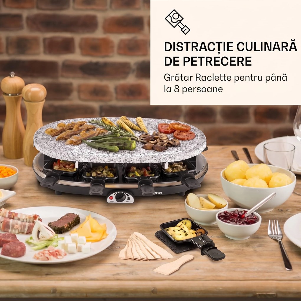 Klarstein All-U-Can Grill Raclette, grătar Raclette cu accesorii 4 în 1 pentru 8 persoane