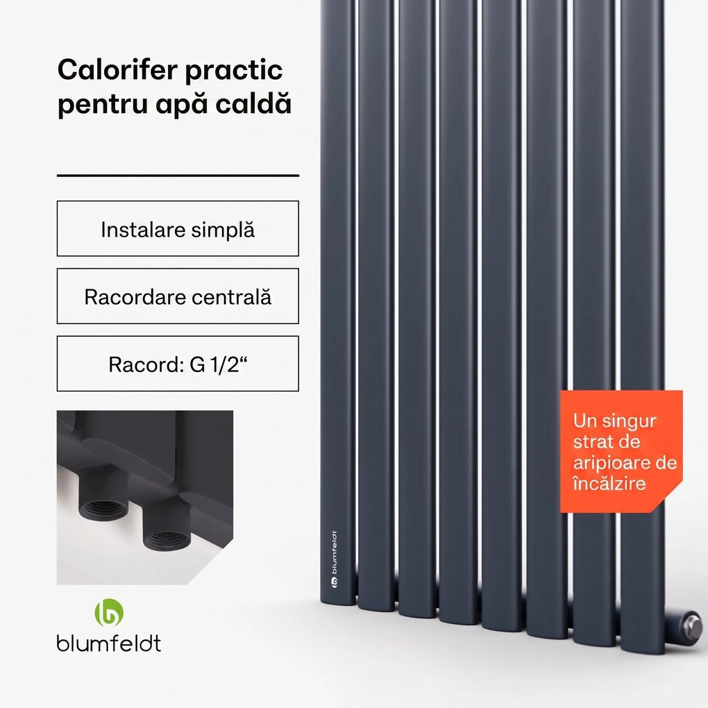 Blumfeldt Tallheo, 47 x 160, radiator, radiator tubular, 728 W, apă caldă, 1/2