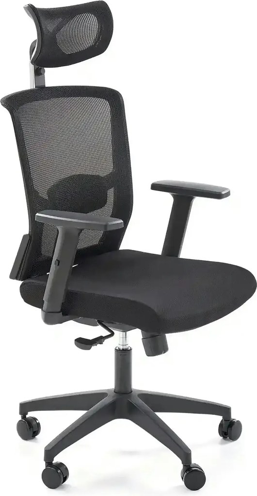 Scaun birou MASON, negru, stofa/plasa, 62x62x120/130 cm