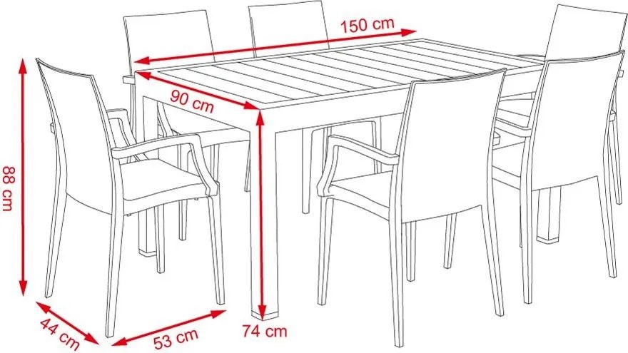 Set mobilier de grădină 7 piese Avenberg SAONA - Maro