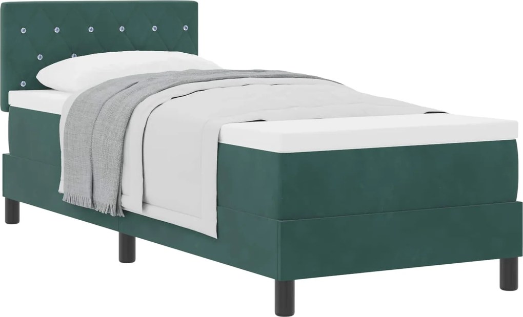 vidaXL Pat cu arcuri cu saltea Verde închis 80 x 200 cm Catifea