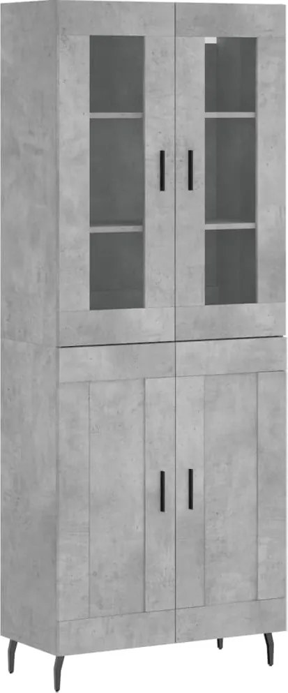 vidaXL Dulap înalt, gri beton, 69,5x34x180, lemn compozit