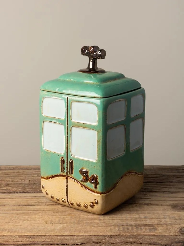 Cutie decorativa, din ceramica, verde, Box Cable