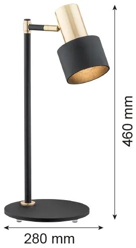 Lampă de masă Argon 4257 DORIA 1xE27/15W/230V neagră/alămie