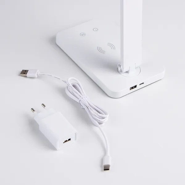 Brilagi - Lampă de masă LED reglabilă, cu control tactil și încărcare wireless Qi, LED/7W/5V, 3000/4000/6000K, albă