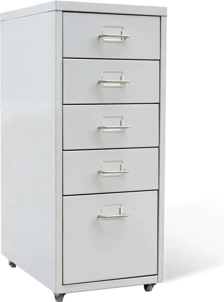 vidaXL Fișet cu 5 sertare gri 68,5 cm oțel