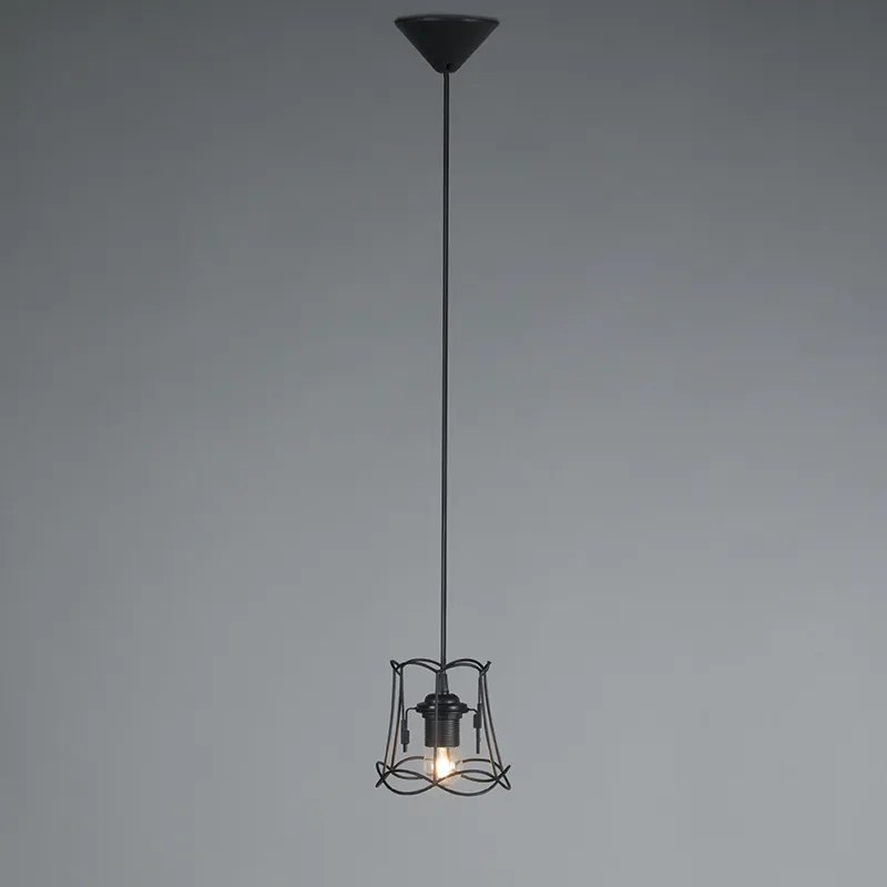 Lampă suspendată retro neagră 15 cm - Granny Frame