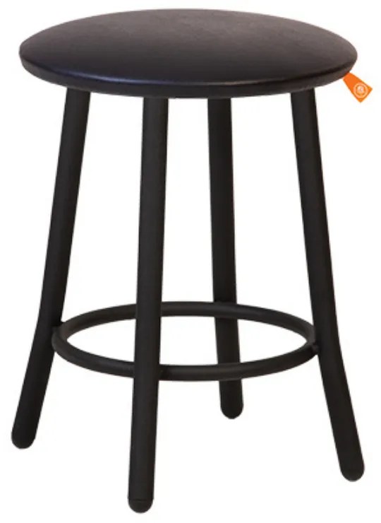 Scaun de tip taburet Teddy Black, piele ecologica, negru