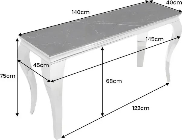 Consola MODERN BAROCK 140cm crom/ negru A-44367 VC