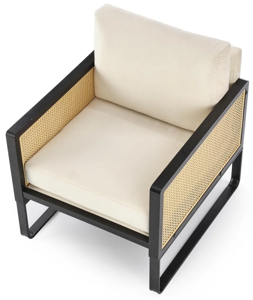 Fotoliu Ilario velvet/rattan - H77 cm