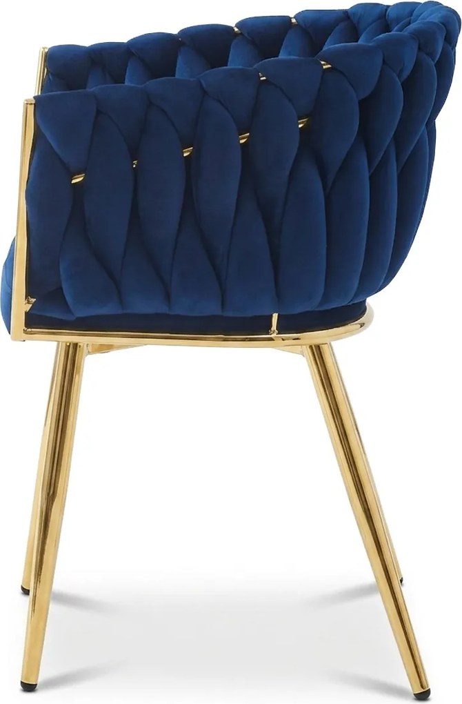 OFERTA Fotoliu de sufragerie din catifea ORION VELVET cu picioare aurii, albastru inchis calitatea a II-a
