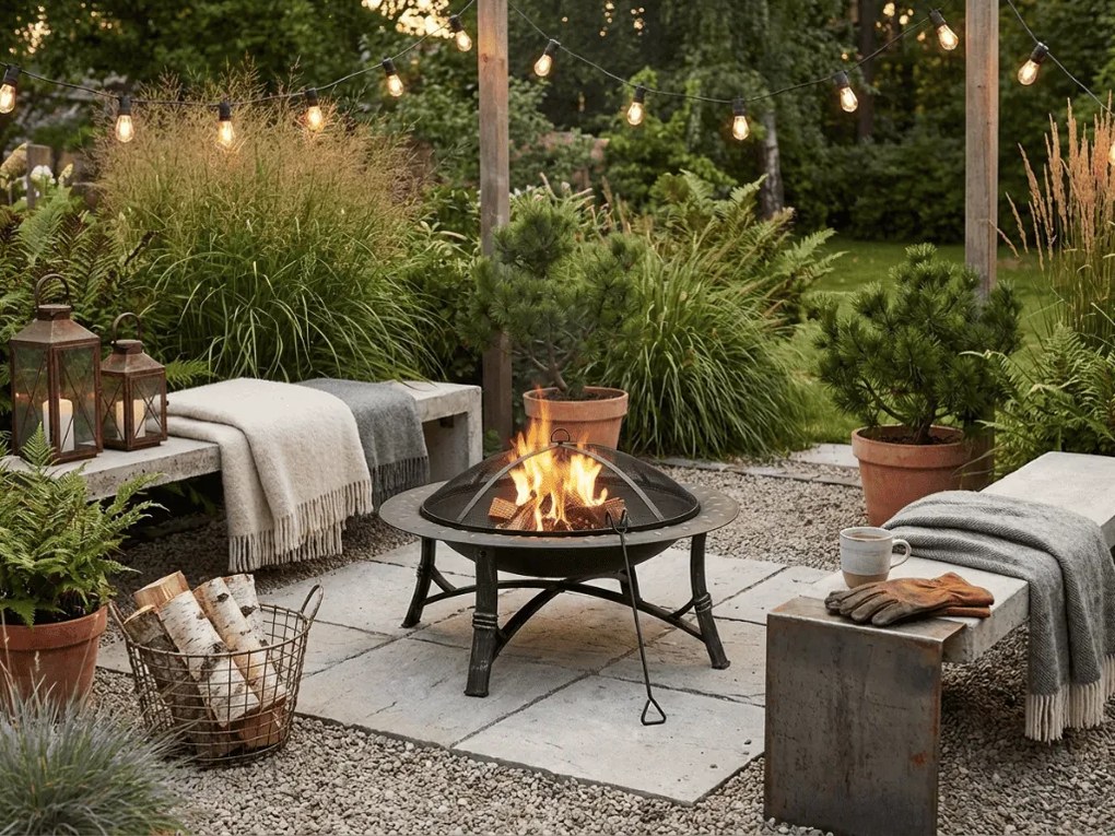 Foc de tabara metalic portabil FIREBOWL ∅ 90 cm, negru