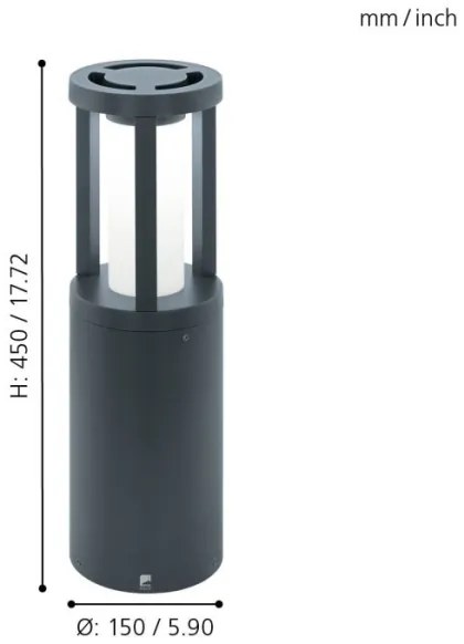 Eglo 97252 - Lampă LED de exterior GISOLA, 12 W, 230 V, IP44, 450 mm