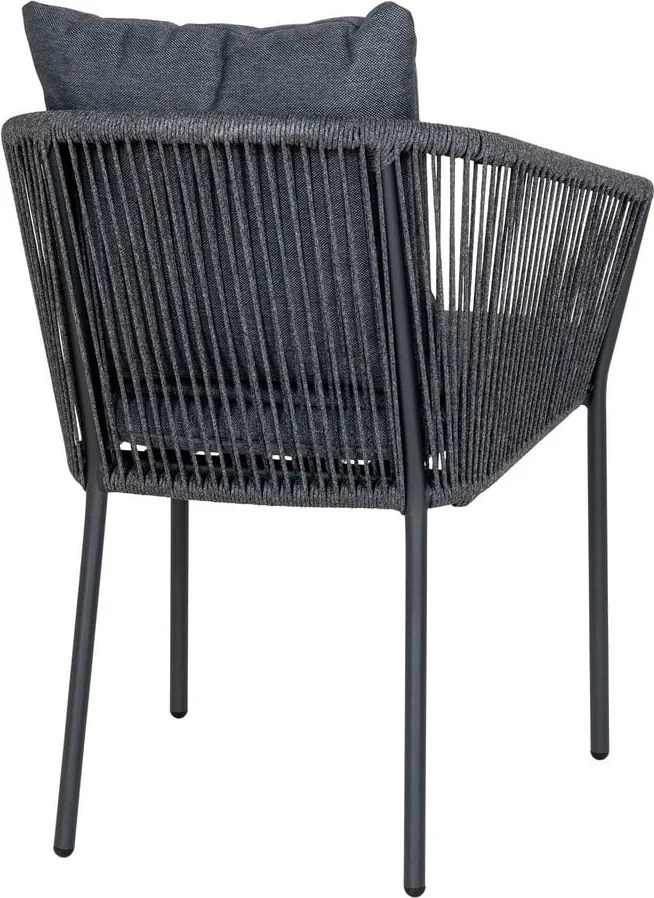 Scaun de grădină gri închis din metal/capitonat Salerno – House Nordic