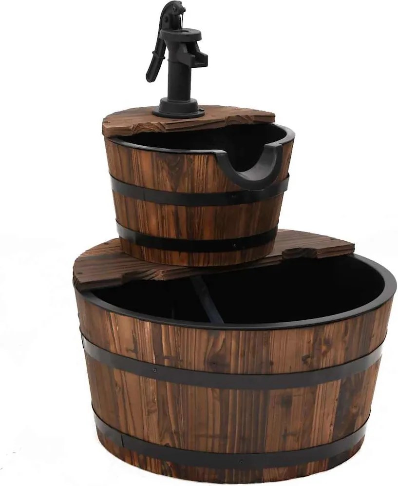 vidaXL Fântână cu pompă, 44,5x44,5x58 cm, lemn masiv de brad