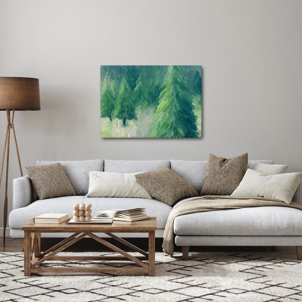 Tablou - Conifere pictate (70x50 cm)