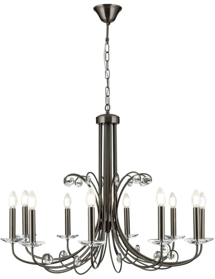 Candelabru stil clasic cu cristal K9 ARIANE 10L nickel inchis