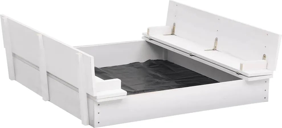 vidaXL Cutie de nisip, alb, 95 x 90 x 15 cm, lemn de brad