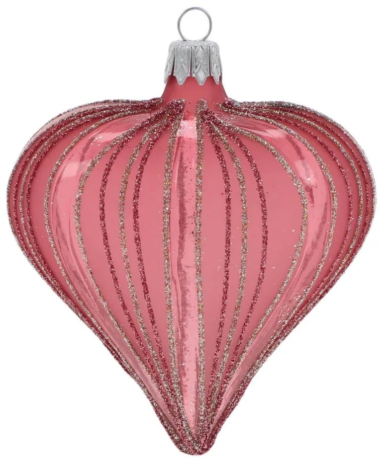 Ornamente de Crăciun suflate manual 3 buc. din sticlă 9 cm Heart – Ego Dekor