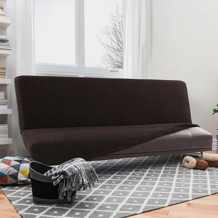 Nueva Textura Huse care se întind foarte bine NIAGARA ciocolatei 2fotoliu cu manere de lemn (l. 130 - 160 cm)