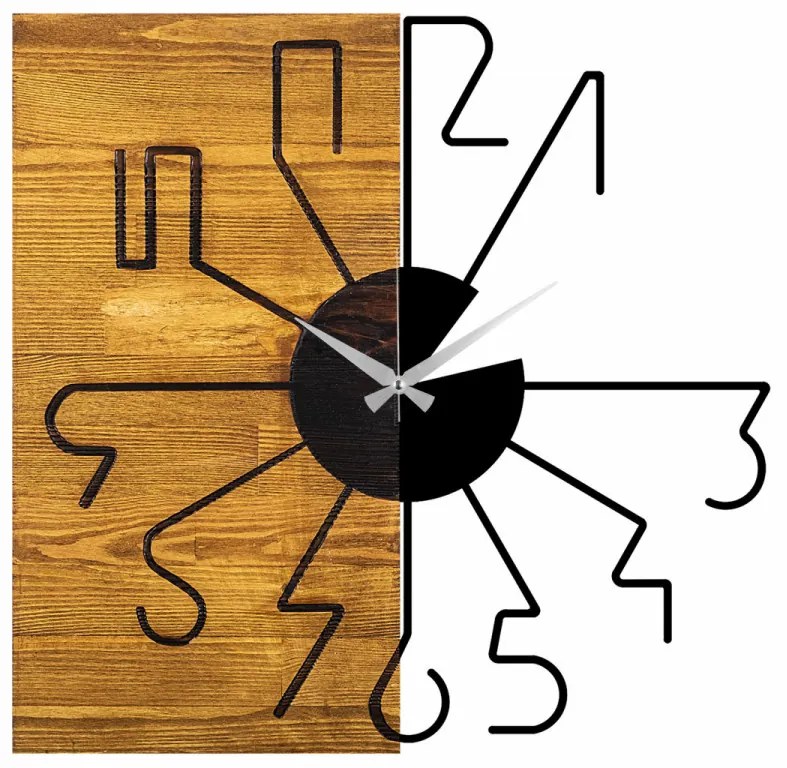 Ceas Decorativ de Perete Wooden Clock 29, Lemn / Metal