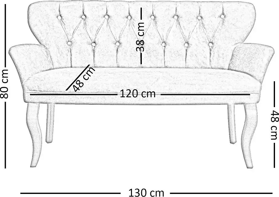 Canapea 2 locuri Cafe cu cotiera culoare gri si picioare din lemn
