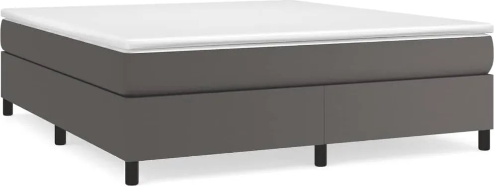 vidaXL Cadru de pat cu arcuri, gri, 160x200 cm, piele ecologică