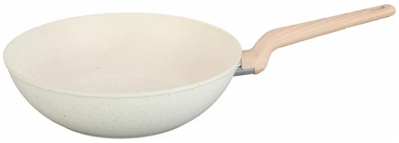 Tigaie wok Oliver Voltz Nice OV54420E30, 30 cm, Finisaj marmura, Inductie, Crem melange
