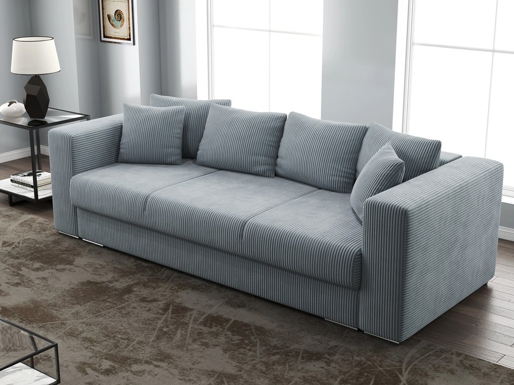 Canapea extensibilă dumonde cu ladă de depozitare si sezut confortabil din spuma high-density, Gloria Zoom Grey 240x100 cm