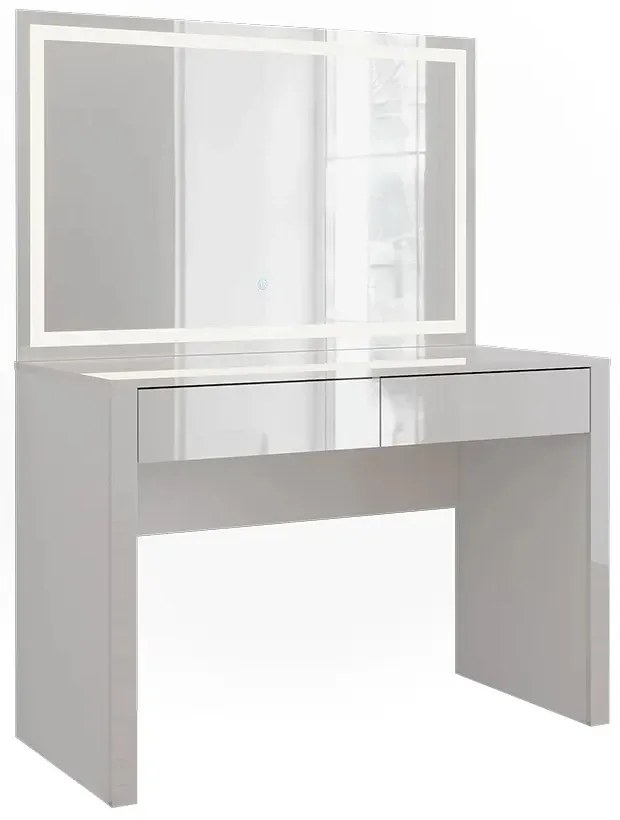 SEA813 - Set Masa toaleta, 110 cm, moderna cosmetica machiaj oglinda cu LED, masuta vanity cu sau fără Scaun - Alb Lucios