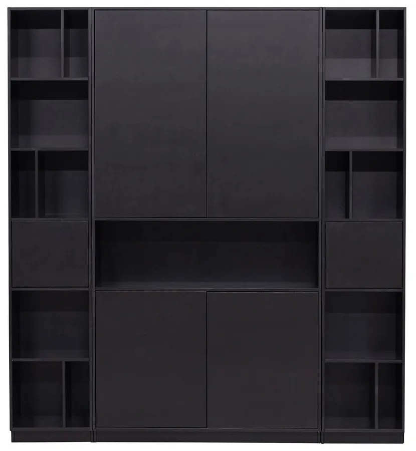 Bibliotecă modulară neagră din lemn masiv de pin 190x210 cm Finca – WOOOD