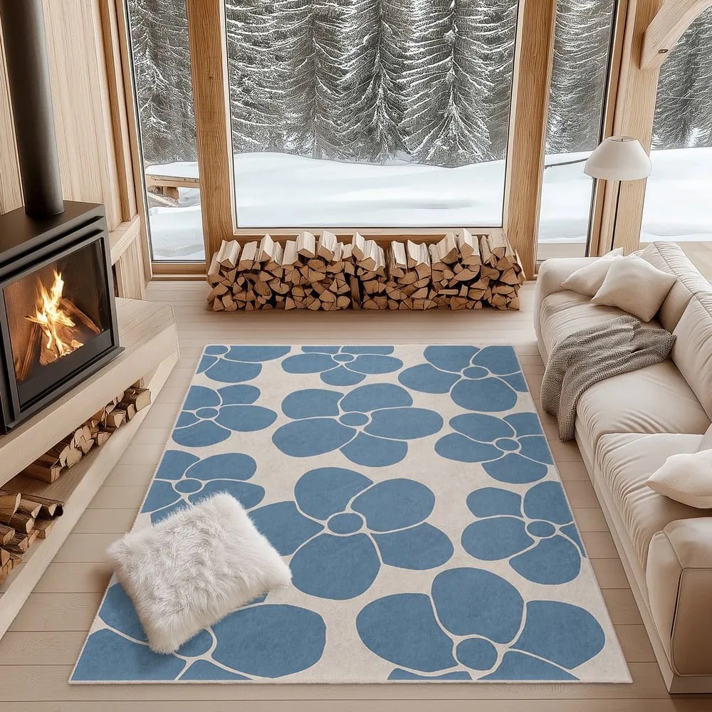 Covor albastru lavabil 80x150 cm Blue Meadow – Mila Home