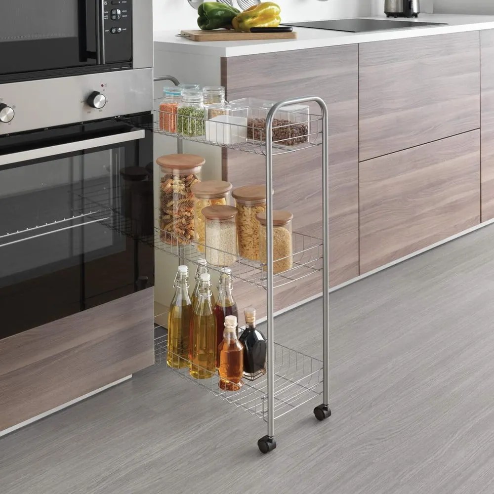 Suport mobil cu rafturi Metaltex Ascona Slim De Luxe, înălțime 84 cm