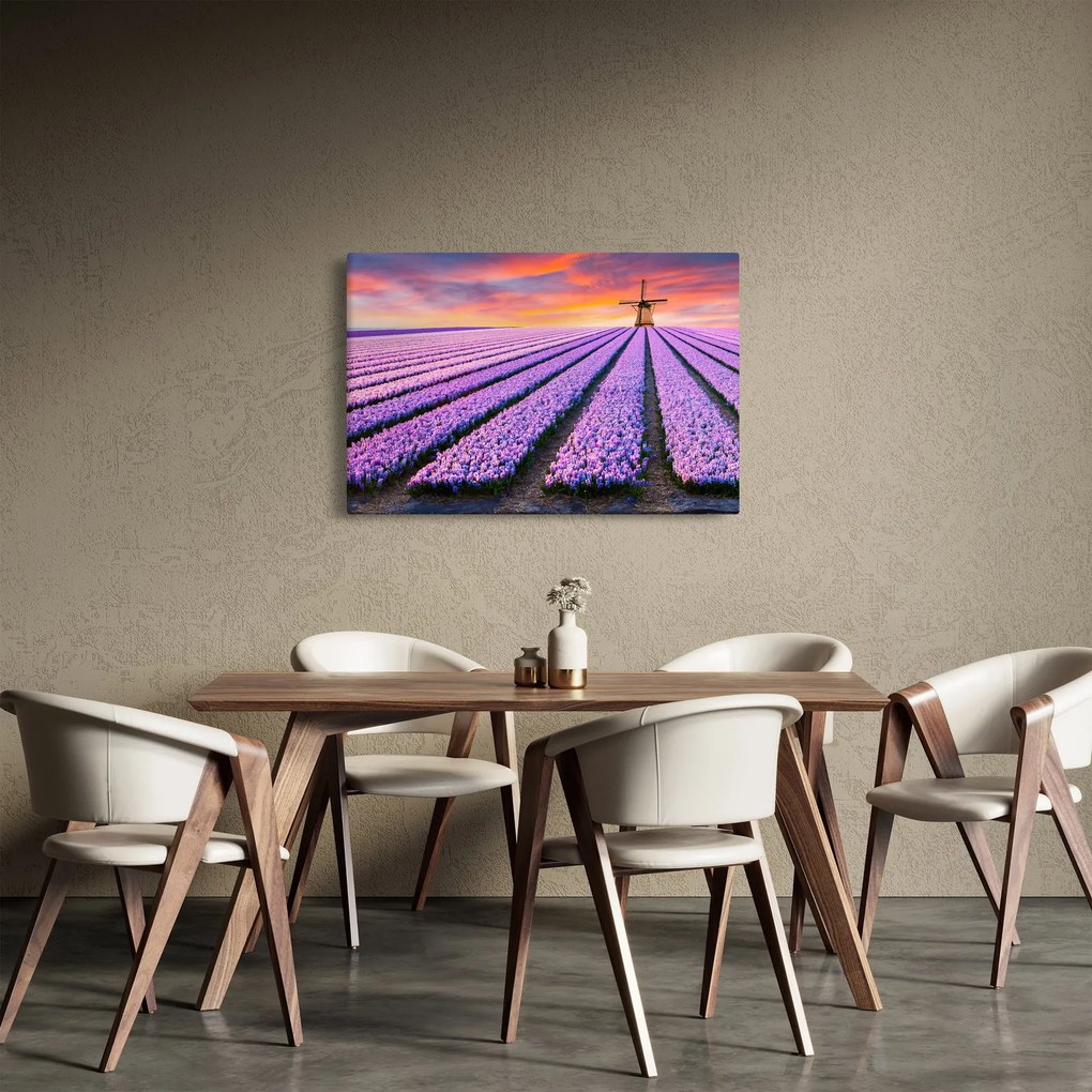 Tablou - ferma cu flori (90x60 cm)
