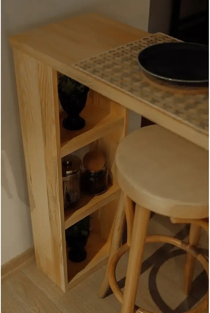 Masa bucatarie ,tip bar, lemn.seria wood A-620,pin natur-negru,90x30x90cm, 30102