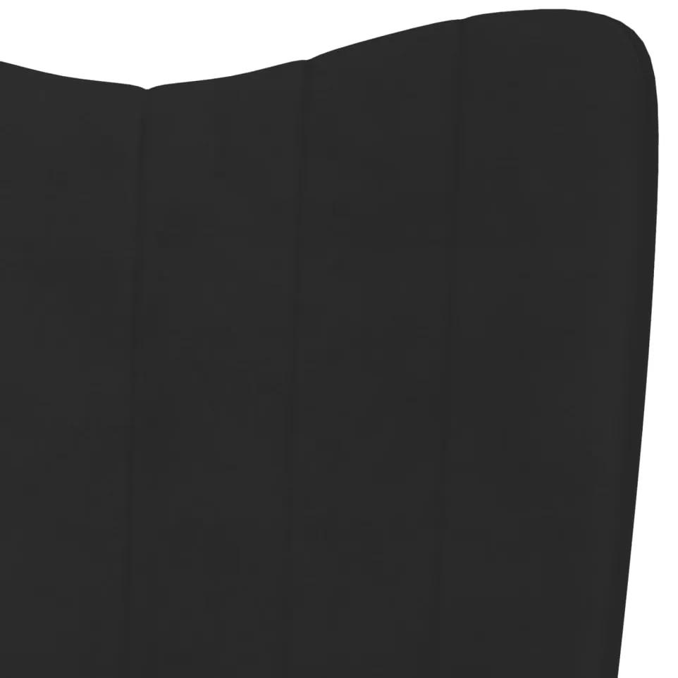 Scaun balansoar cu taburet, negru, catifea Negru, Cu suport de picioare, 1