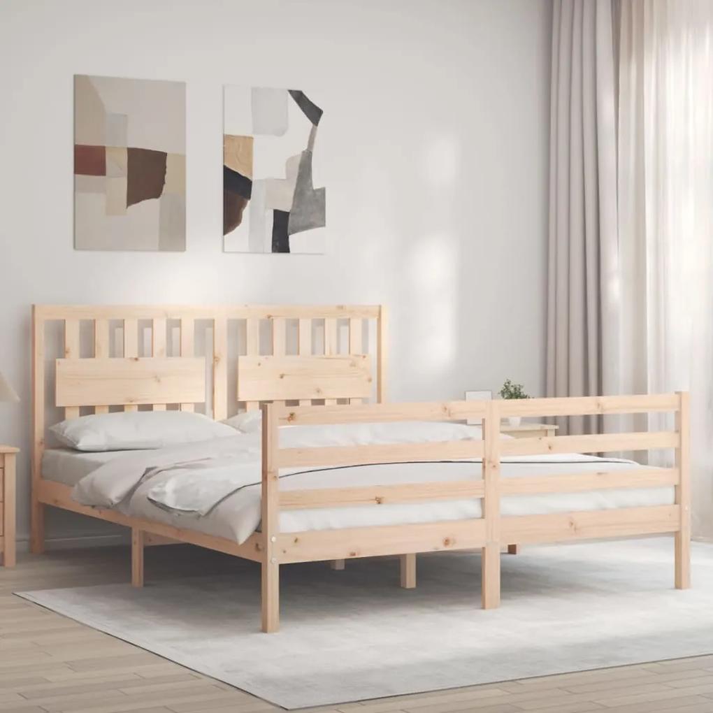 3194321 vidaXL Cadru de pat cu tăblie, 160x200 cm, lemn masiv