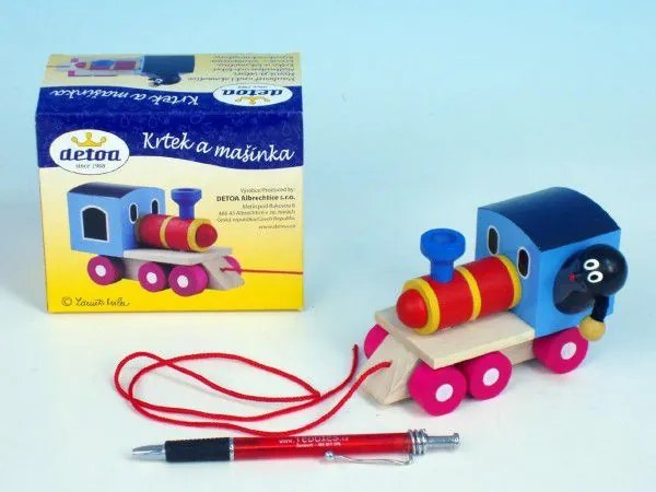Mole și tren de lemn 12cm într-o cutie