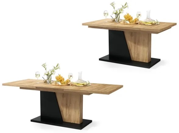 Masă de dining extensibilă NINO stejar craft/negru