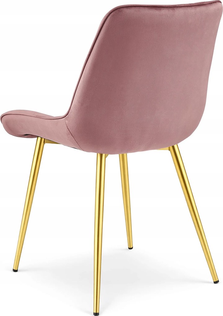 OFERTA Scaun de catifea roz inchis BERA cu picioare aurii II. calitate