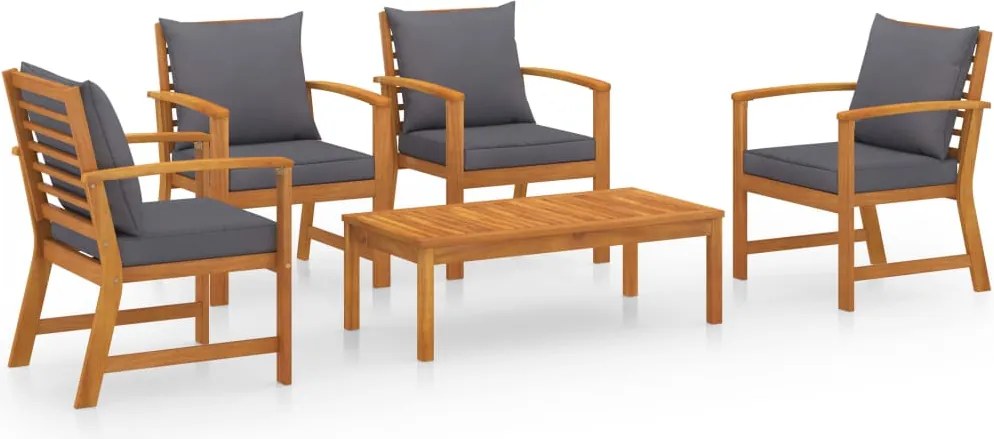vidaXL Set mobilier de grădină cu perne, 5 piese, lemn masiv acacia