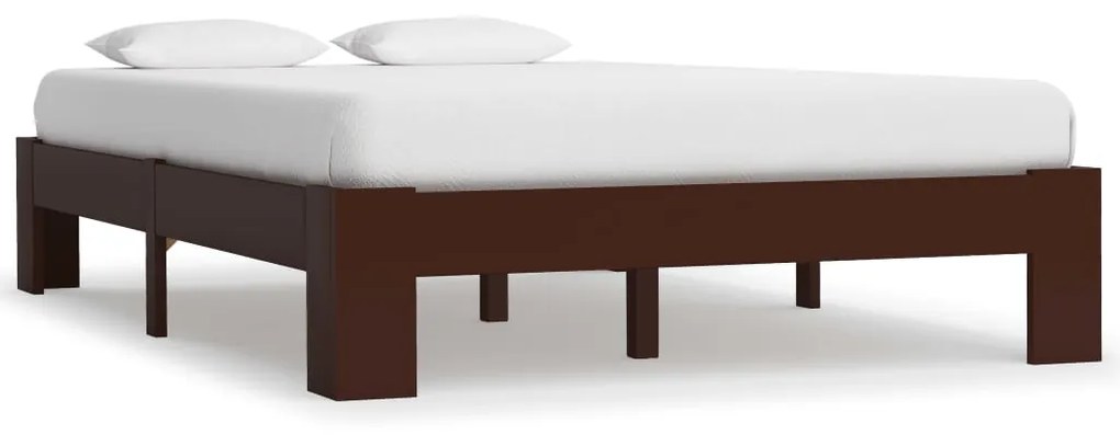 283301 vidaXL Cadru de pat, maro închis, 140 x 200 cm, lemn masiv de pin