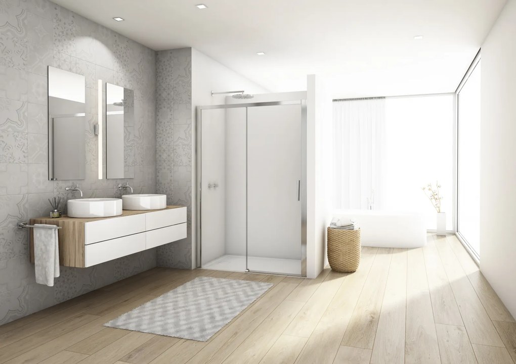 Usa culisanta de dus in nisa, 1200 mm, crom, doua elemente, Ronal Divera 1200 mm