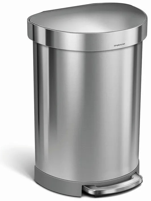 Coș cu pedale semi-rotund 60 l, oțel periat, oțel inoxidabil